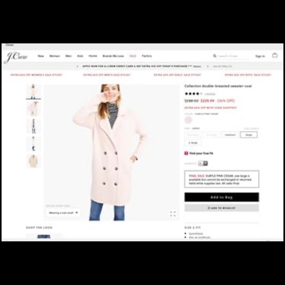 J crew pink sweater jacket